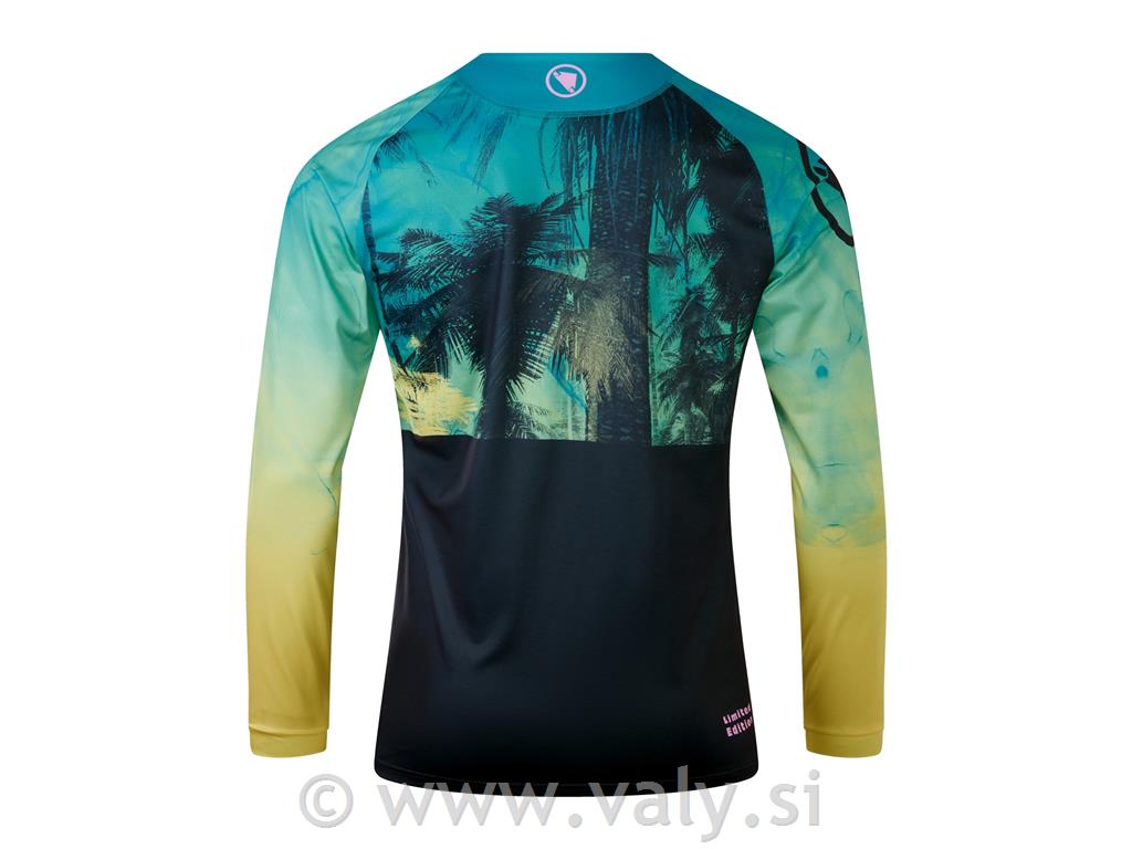 Endura majica Tropical L/S Print LTD modra rumena zelena